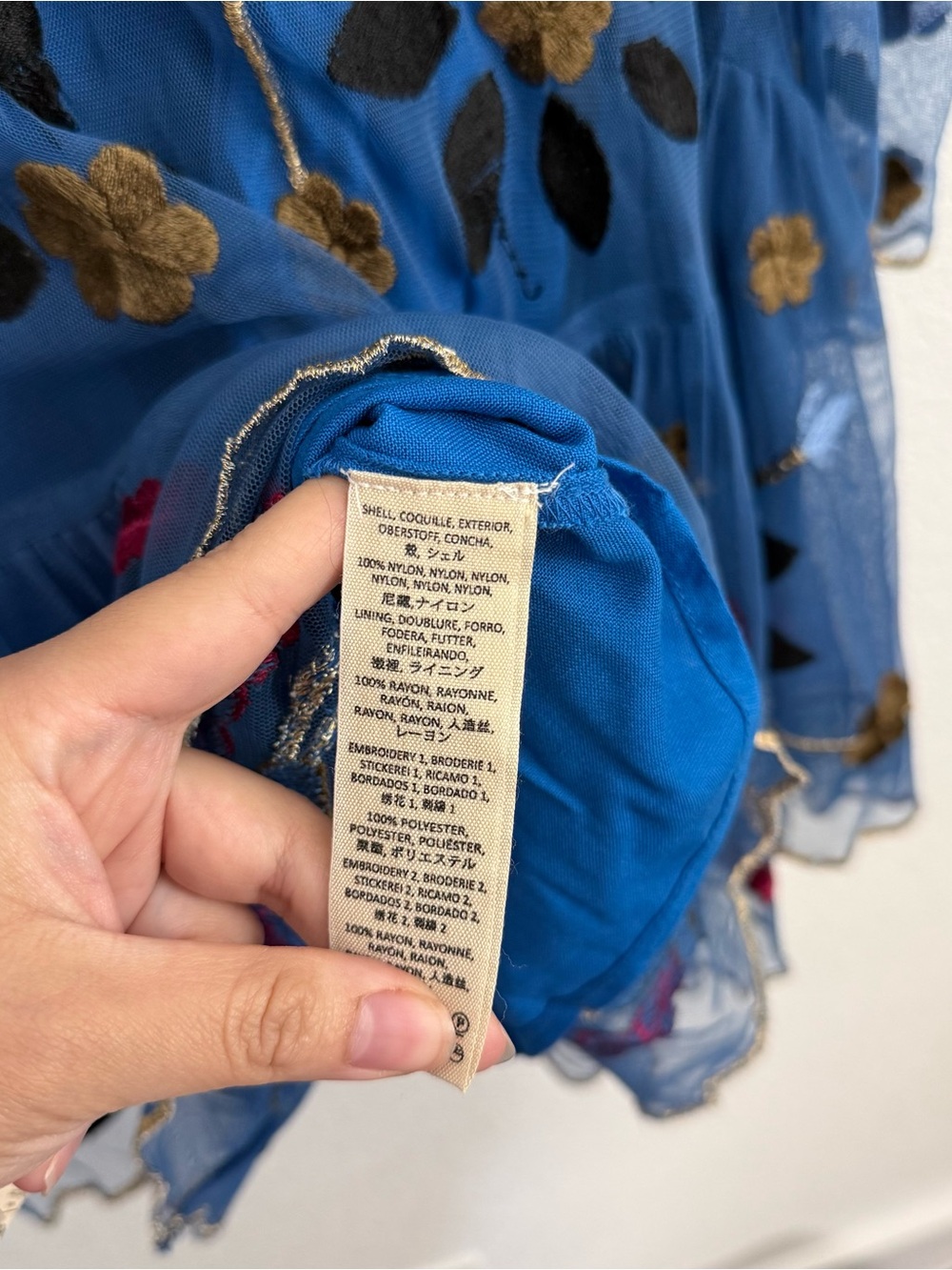 Free People Hearts Are Wild Embroidered Blue Mini Dress Small - Picture 5 of 7